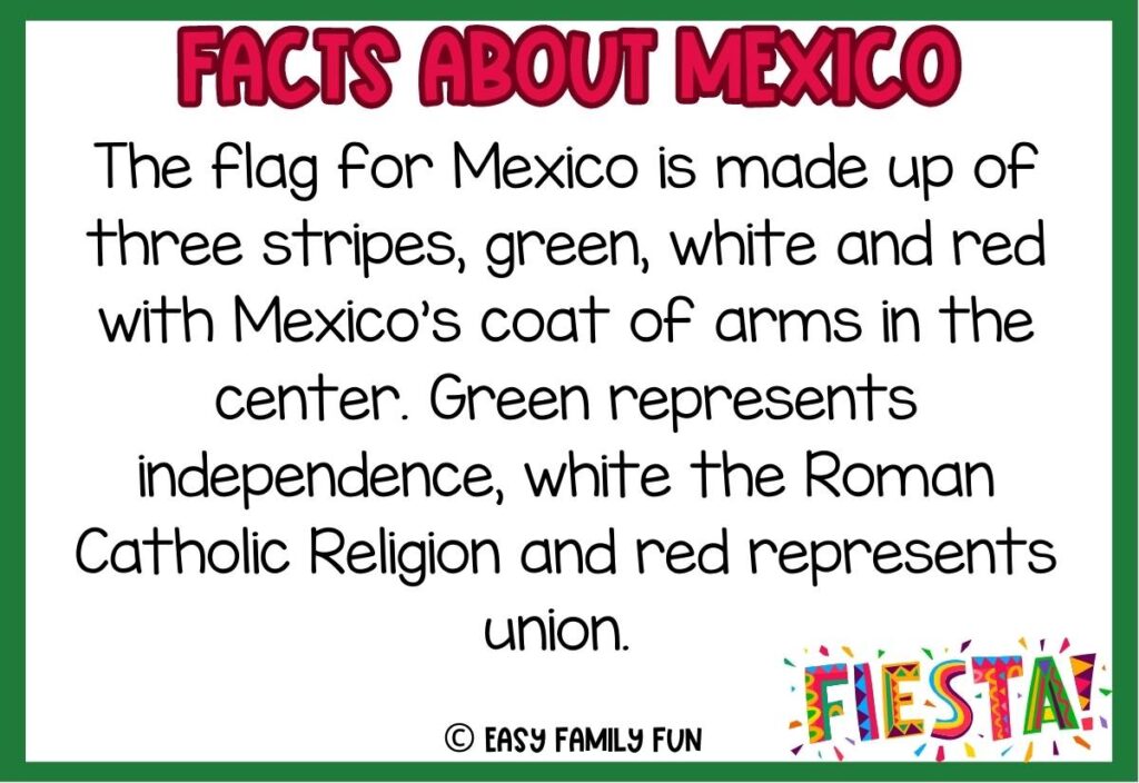 Mexico fact with a multi-colored "Fiesta!" logo in bottom right corner and green border