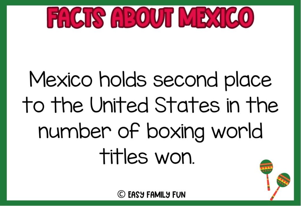 Mexico fact with brightly colored maracas and green border