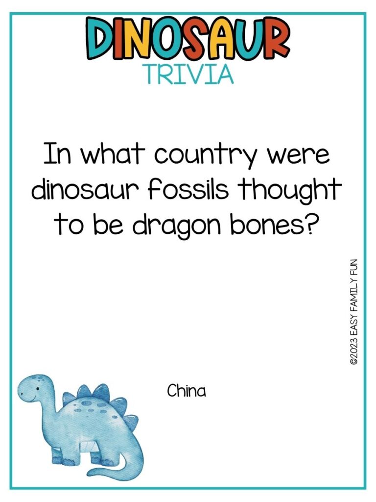 in post image with white background, multicolored title stating "Dinosaur Trivia", text of dinosaur trivia and image of dinosaur