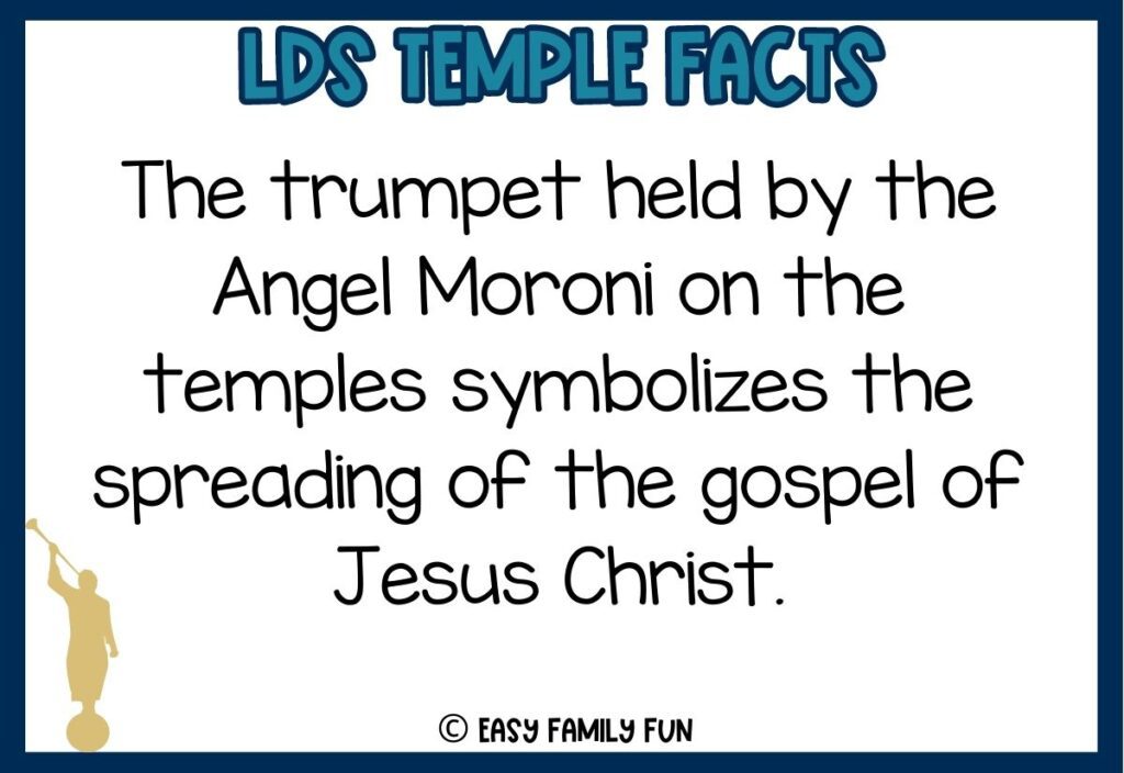 in post image with blue border, bold blue title that says "LDS Temple Facts" and text of a fact about LDS Temples