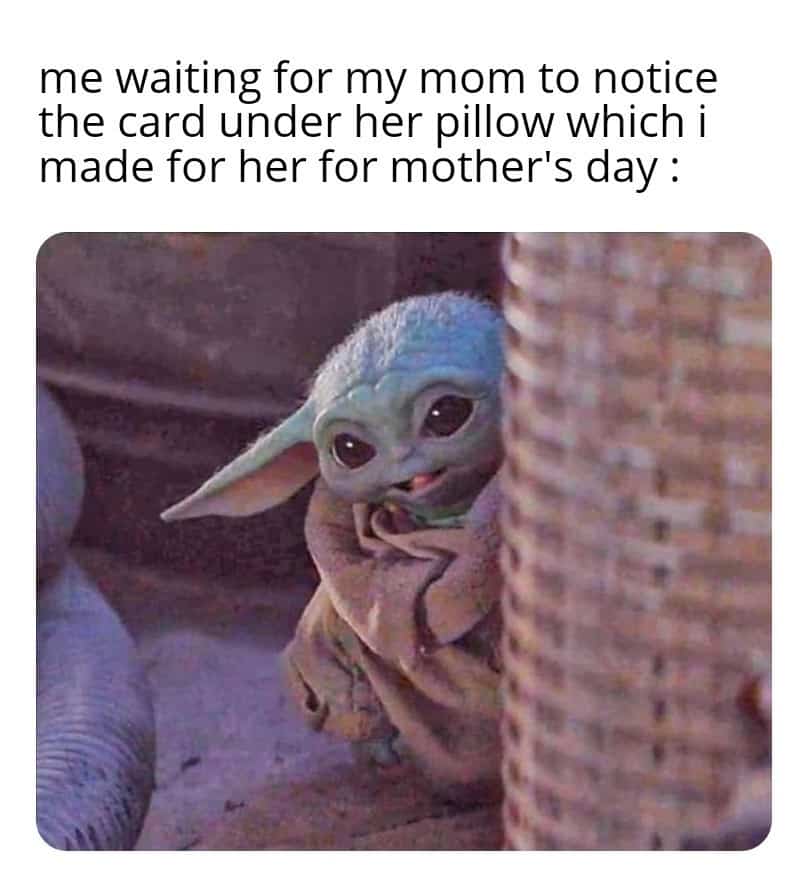 Mother’s Day Funny Memes about waiting to notice the gift