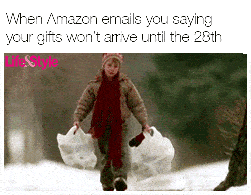 Christmas memes about late delivery in Amazon