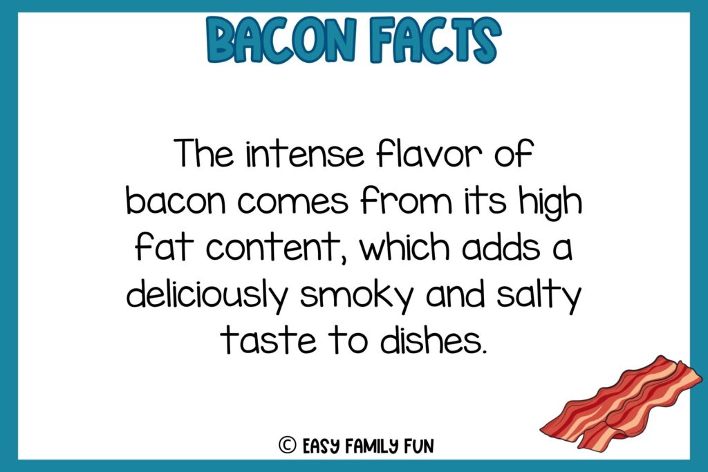 white background, blue border saying bacon facts with an image of fried bacon