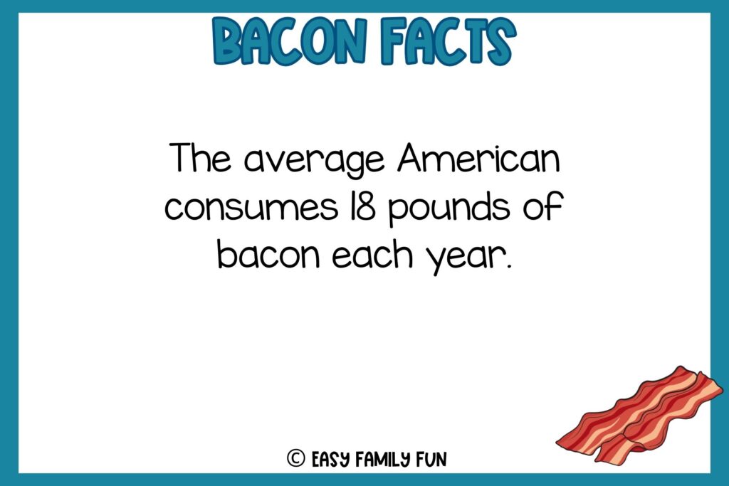 white background, blue border saying bacon facts with an image of crispy bacon stripes