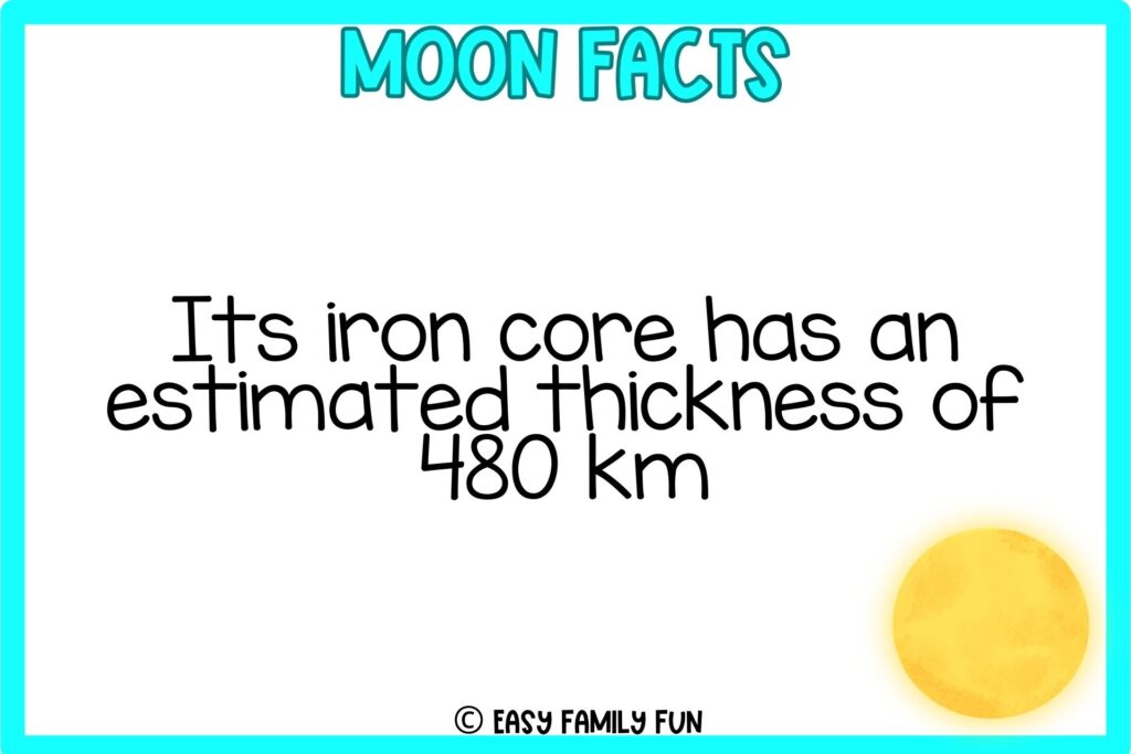 in post image with white background, light blue border, title that says "Moon Facts", text of a fact about moon, and an image of full moon glowing
