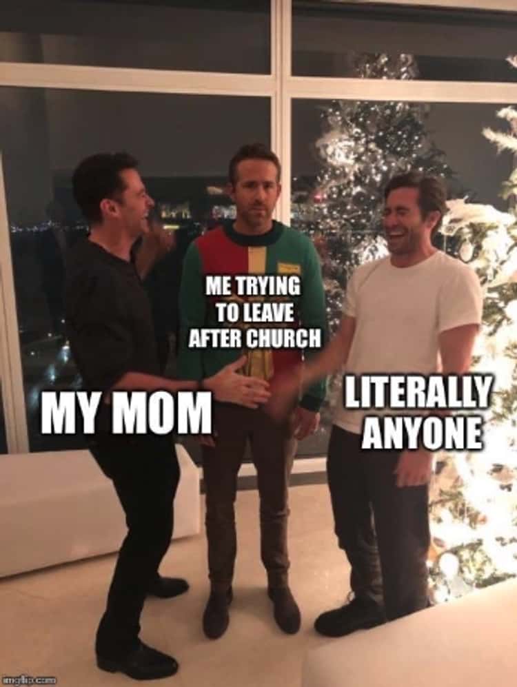 Funny Church memes about mom and literally anyone blocks the door at church