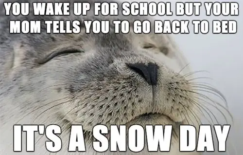 Snow Memes about waking up for school in during snow