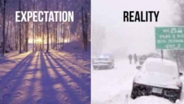 Snow Memes about epectation vs reality