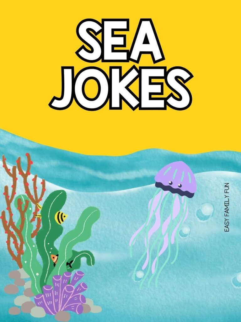 featured image with yellow background and white text that says “sea jokes”
