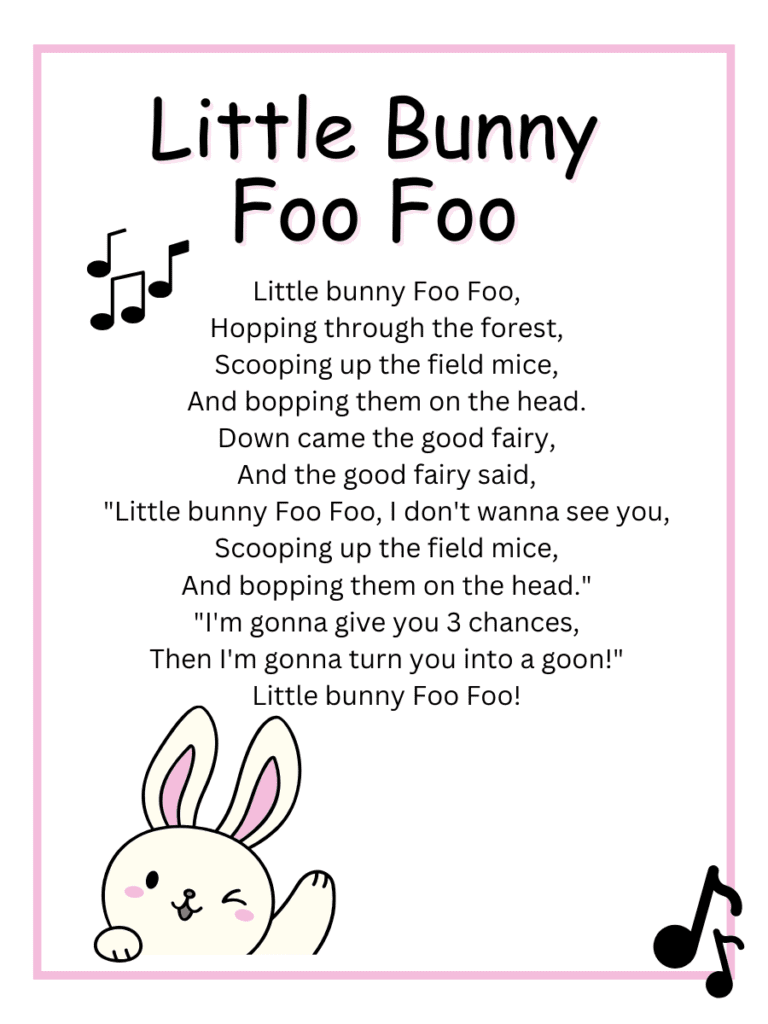 little bunny foo foo printable with lyrics and white bunny