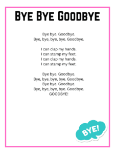 Goodbye Songs For Kids Lyrics and Printable - Easy Family Fun- Print ...
