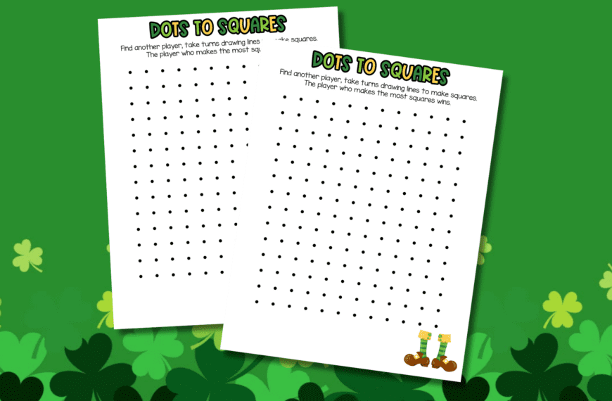 St. Patrick’s Day Dots and Boxes Printable Game