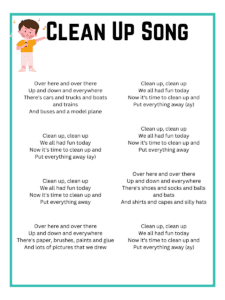 Clean Up Song Lyrics [Free Printable] - Easy Family Fun- Games, Trivia ...